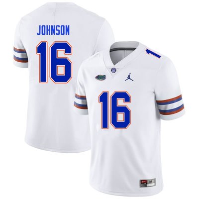 Men's Florida Gators #16 Tre'Vez Johnson NCAA Nike White Authentic Stitched College Football Jersey HSF8862EO